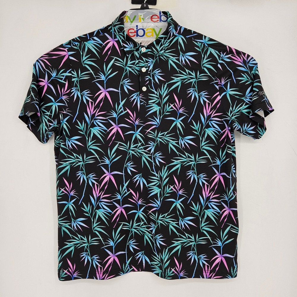 Sunday Swagger Shirt Mens XL Floral Hawaiian Golf Neon Vibrant Short Sleeve